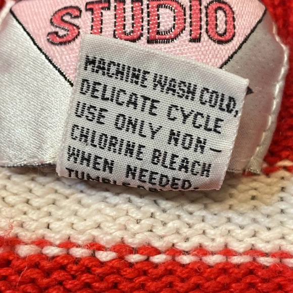 Vintage Studio HQ knit Cardigan with Red & White Stripes Navy Blue Trim - Picture 6 of 10